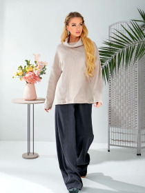 Жіноча тепла туніка з трикотажу в рубчик, Бежевий LadyLike (ll187080189) модель ll187080189-bezhevij Фото