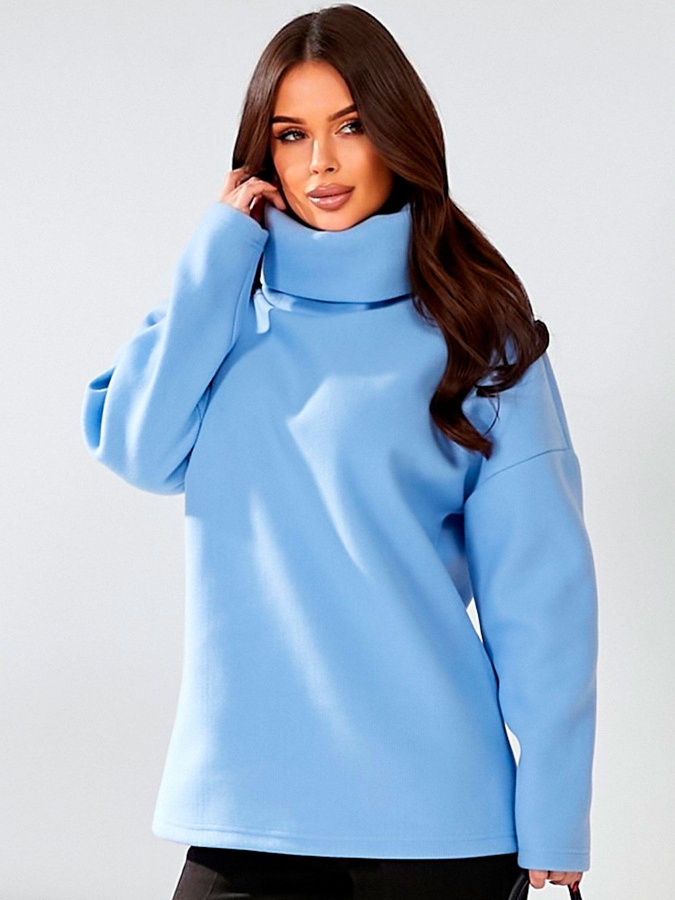 Жіноча тепла туніка з трикотажу ангора, Блакитний LadyLike (ll187080069) модель ll187080069-blakitnij Фото