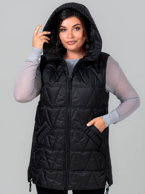 Жилет жіночий Андорра з кишенями та капюшоном, Чорний All Posa (ap102125p) модель ap102125p-chornij Фото
