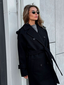 Жіноче двобортне оверсайз пальто ПАТІ з кишенями, Чорний Milirud (mil576) модель mil576-chornij Фото