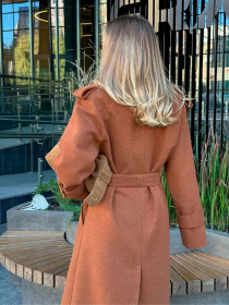 Жіноче двобортне оверсайз пальто ПАТІ з кишенями, Гірчичний​ Milirud (mil576) модель mil576-grchicq Фото