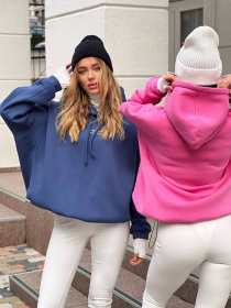 Жіноче тепле худі OVER із тринитки Пенье з начосом, Рожевий Milirud (mil533) модель mil533-rozhevij Фото