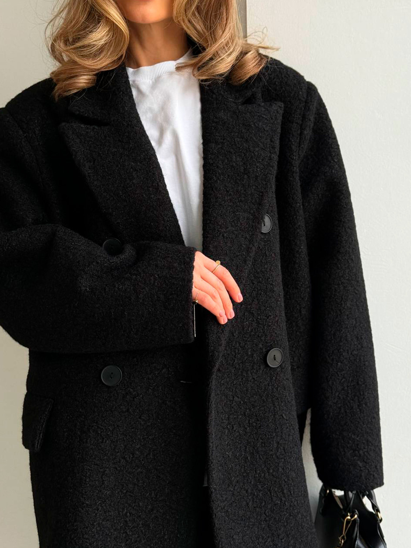 Жіноче напівпальто з кишенями MEXICO БУКЛЕ, Чорний Milirud (mil601) модель mil601-chornij Фото