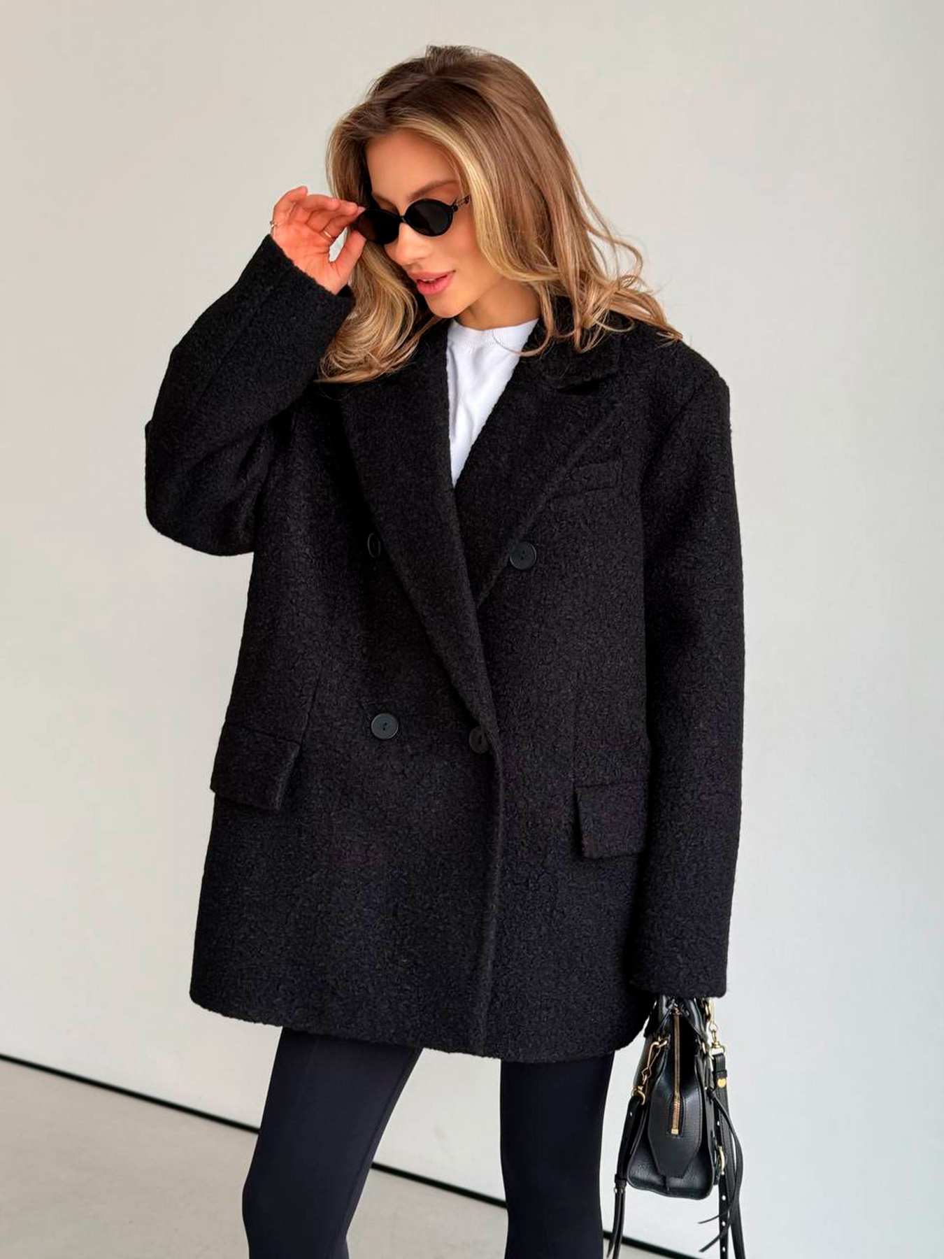 Жіноче напівпальто з кишенями MEXICO БУКЛЕ, Чорний Milirud (mil601) модель mil601-chornij Фото