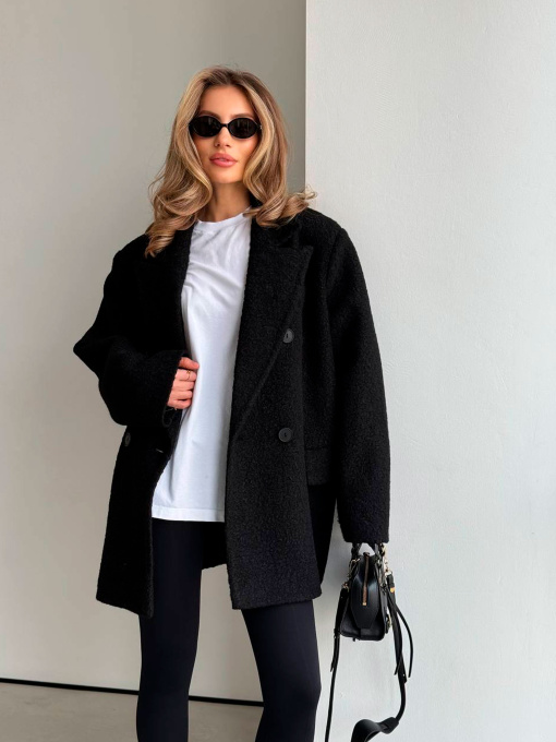 Жіноче напівпальто з кишенями MEXICO БУКЛЕ, Чорний Milirud (mil601) модель mil601-chornij Фото