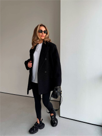 Жіноче напівпальто з кишенями MEXICO БУКЛЕ, Чорний Milirud (mil601) модель mil601-chornij Фото