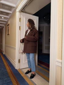 Жіноче напівпальто з кишенями MEXICO БУКЛЕ, Шоколадний Milirud (mil601) модель mil601-shokoladnij Фото