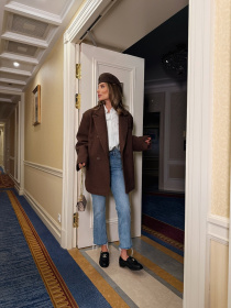 Жіноче напівпальто з кишенями MEXICO БУКЛЕ, Шоколадний Milirud (mil601) модель mil601-shokoladnij Фото