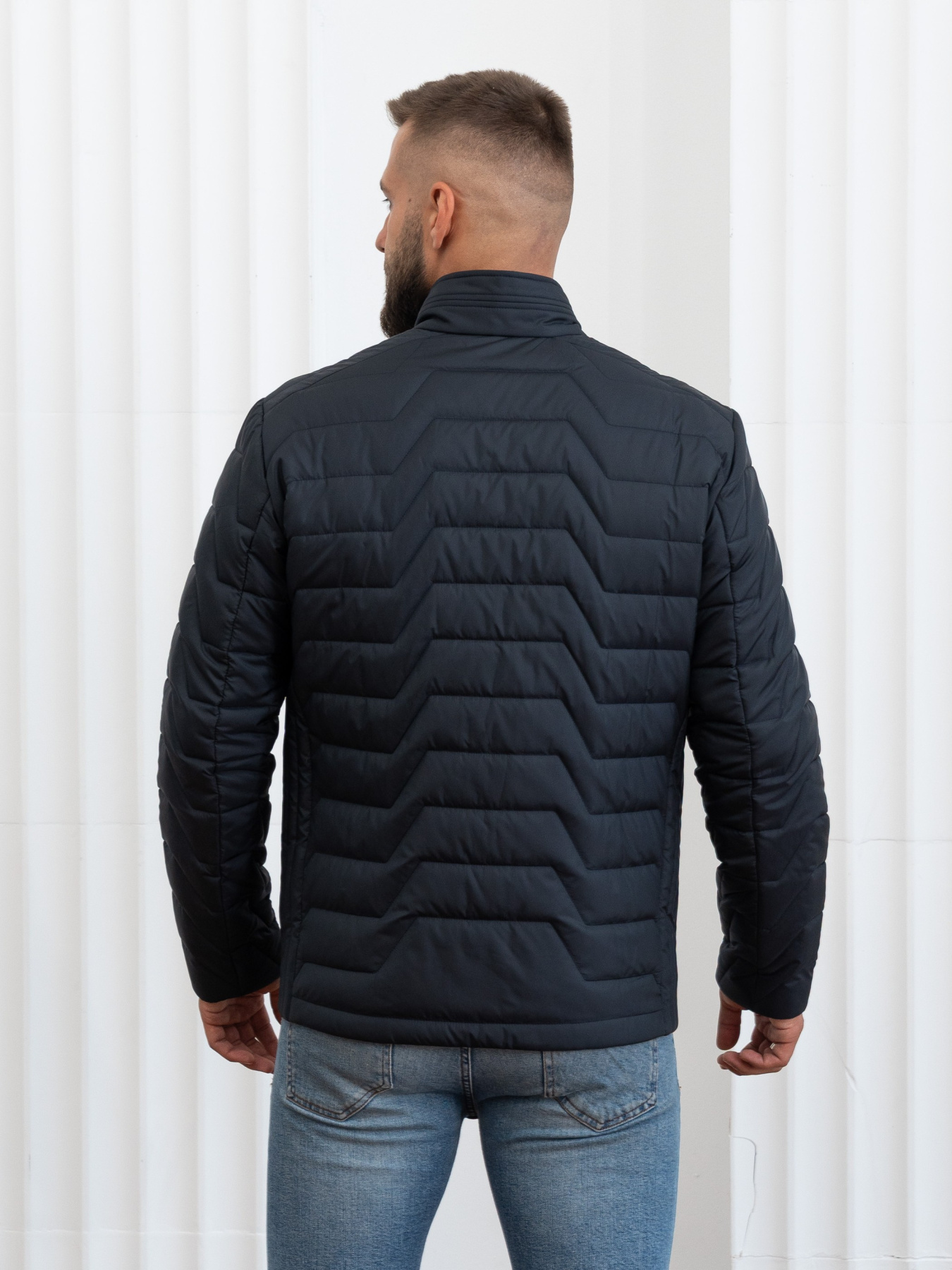 Чоловіча демісезонна куртка великого розміру модель 46-VLN-BLU Фото