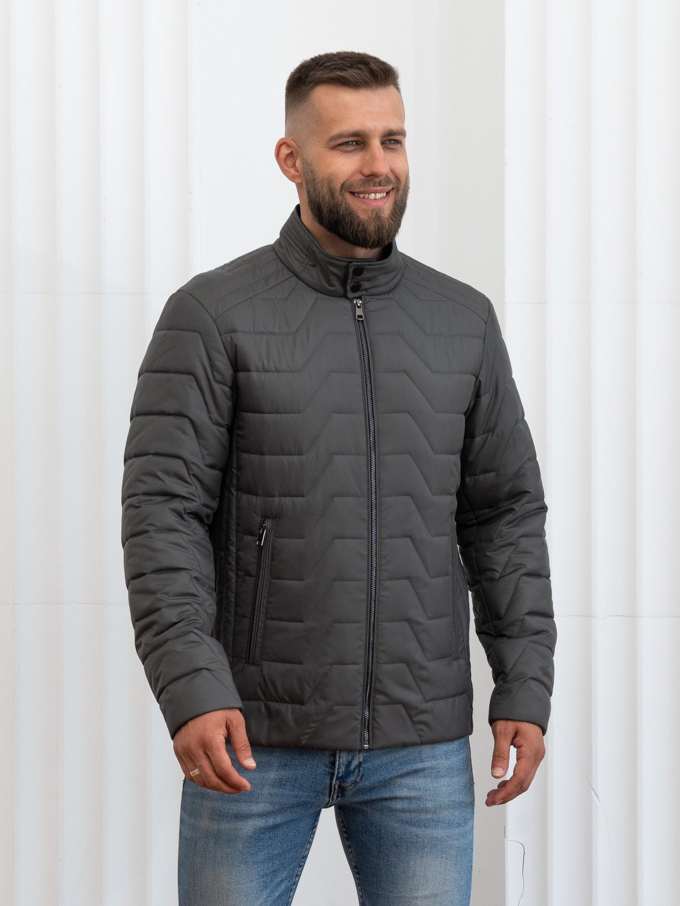 Чоловіча демісезонна куртка великого розміру модель 46-VLN-oliva Фото