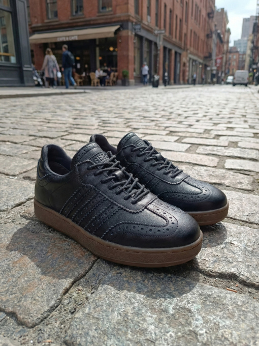 Чорні чоловічі шкіряні кеди модель PULSE_BLACK Фото