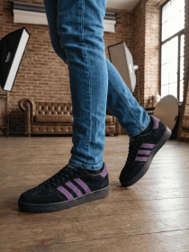 Чорні чоловічі замшеві кеди модель PULSE_BLACK_AND_PURPLE Фото