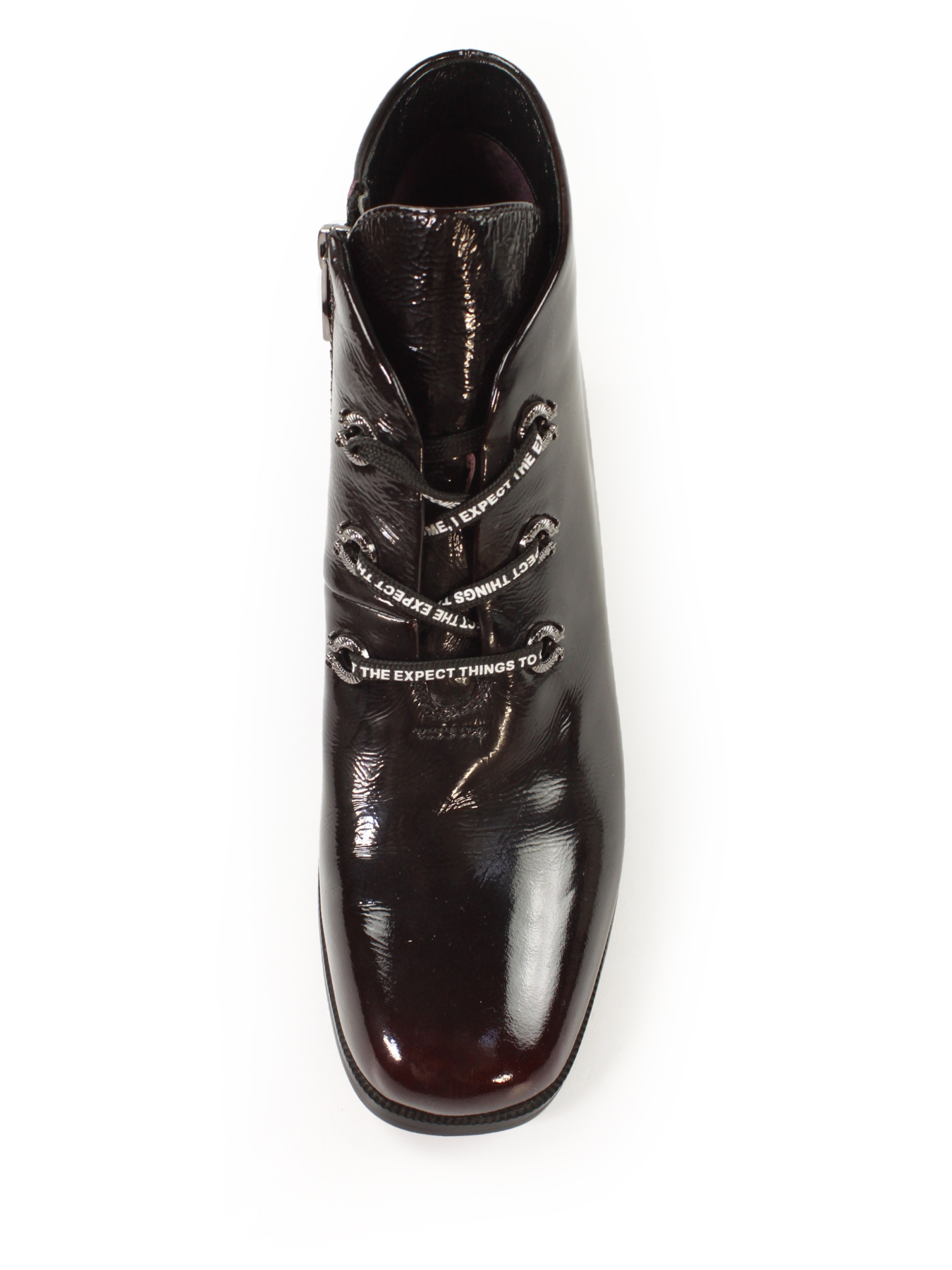 Женские лакированные ботильоны на каблуке модель N3327Q1-1822-bordo Фото