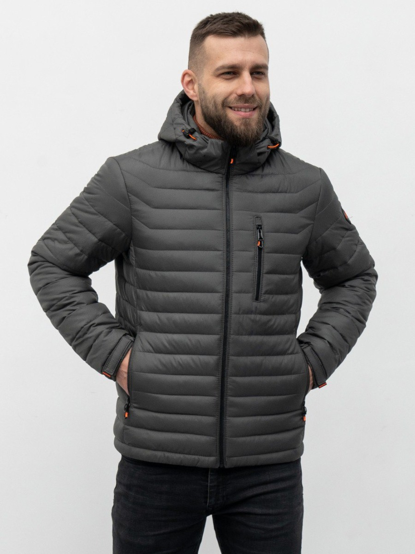 Мужская демисезонная куртка модель 908-VLN-darkGray Фото