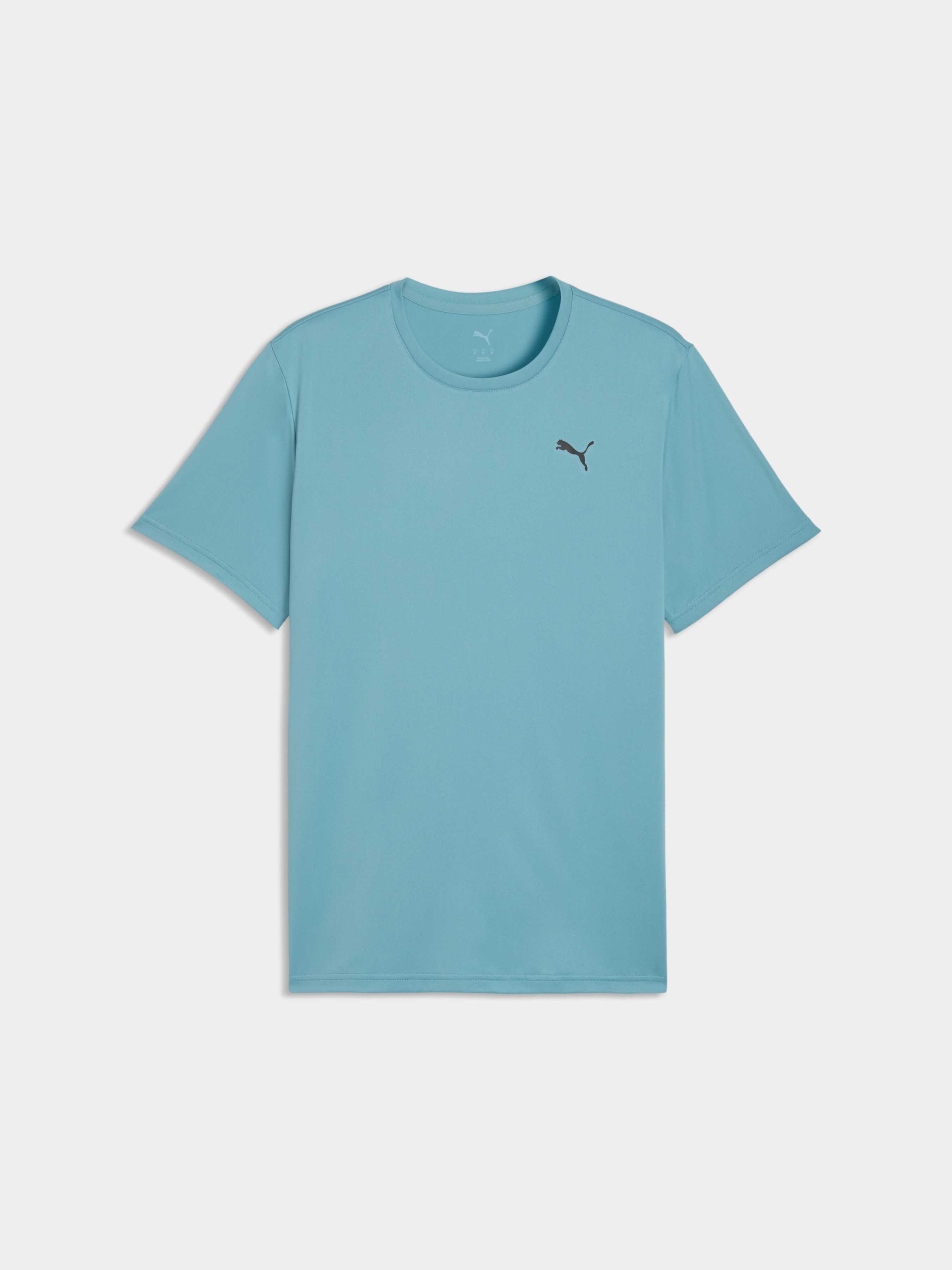 Чоловіча Спортивна футболка PUMA M Tad Ess Solid Cat Tee Lc (525908_46) колір синій, матеріал комбінований верх