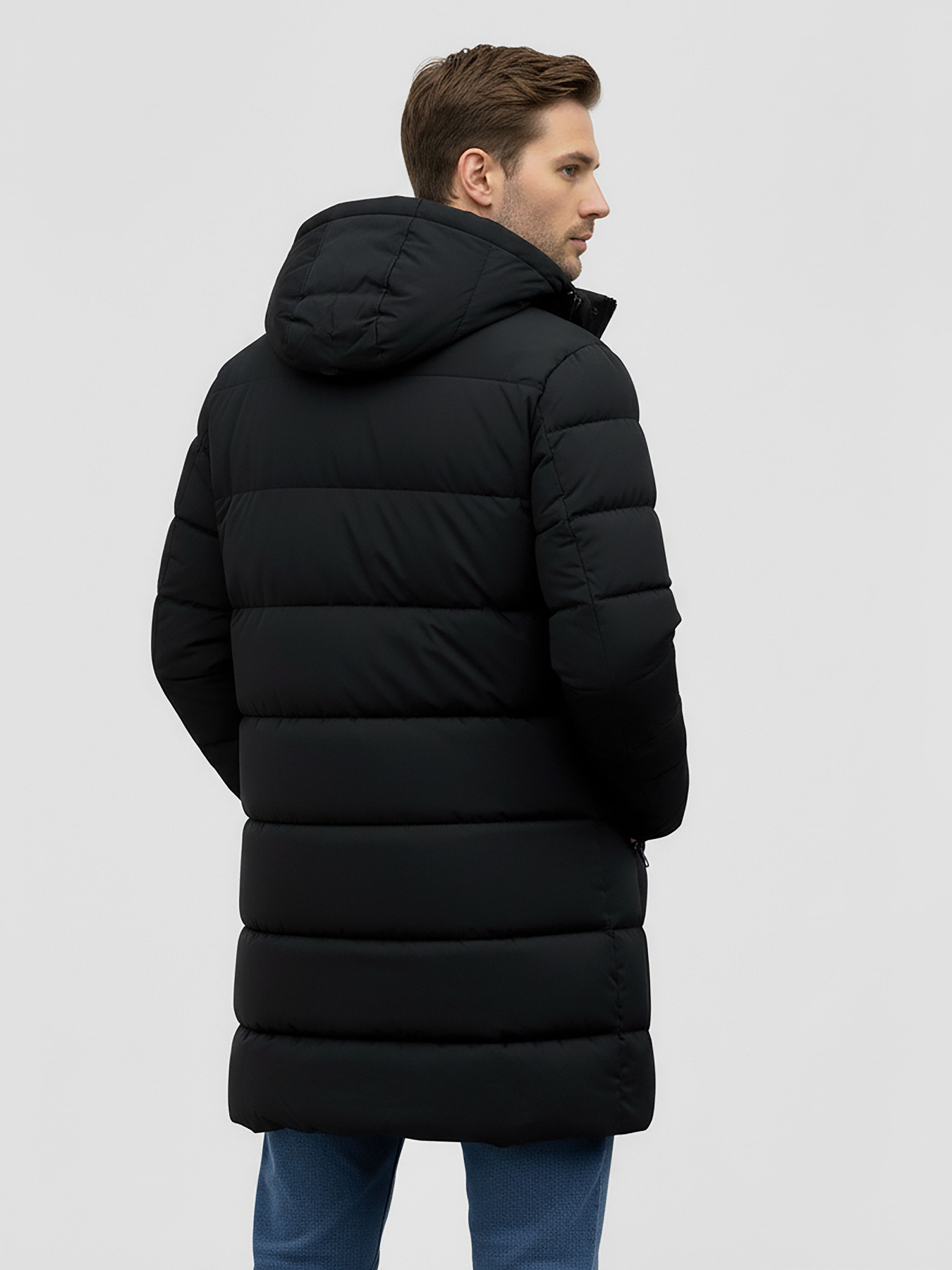 Зимний пуховик удлененный в черном цвете DV-80-black модель DV-80-black Фото