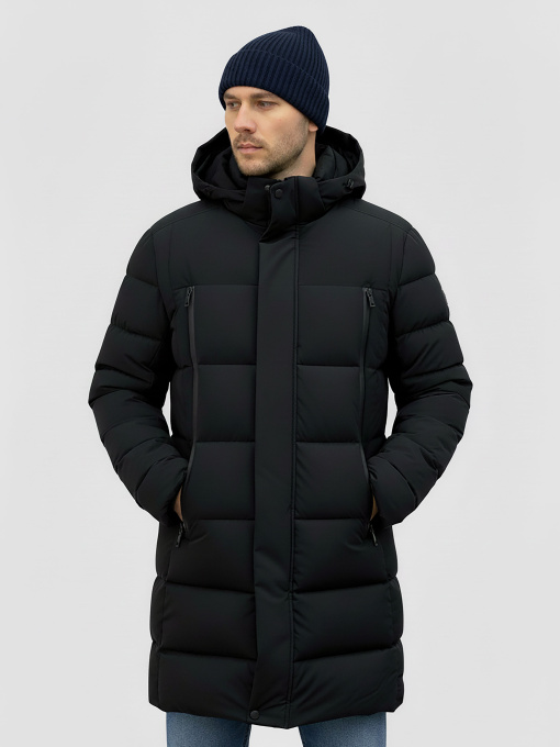 Зимний пуховик удлененный в черном цвете DV-80-black модель DV-80-black Фото
