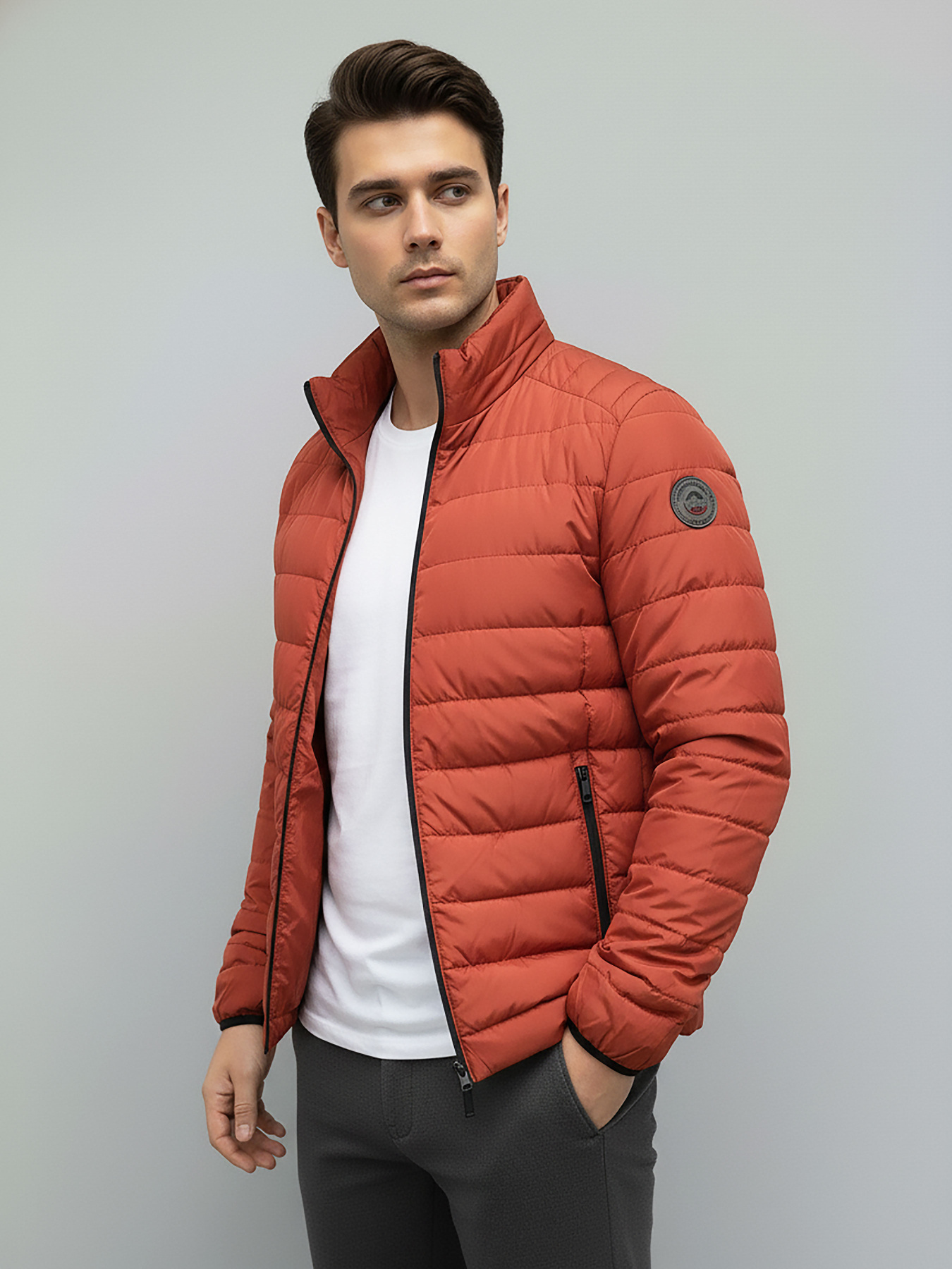 Куртка стьобана коротка цегляного кольору SB-24258-ducat-bordo модель SB-24258-ducat-bordo Фото