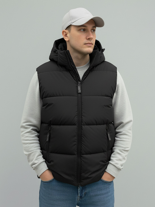 Жилетка чорного кольору з капюшоном SB-25280-r-west-black модель SB-25280-r-west-black Фото