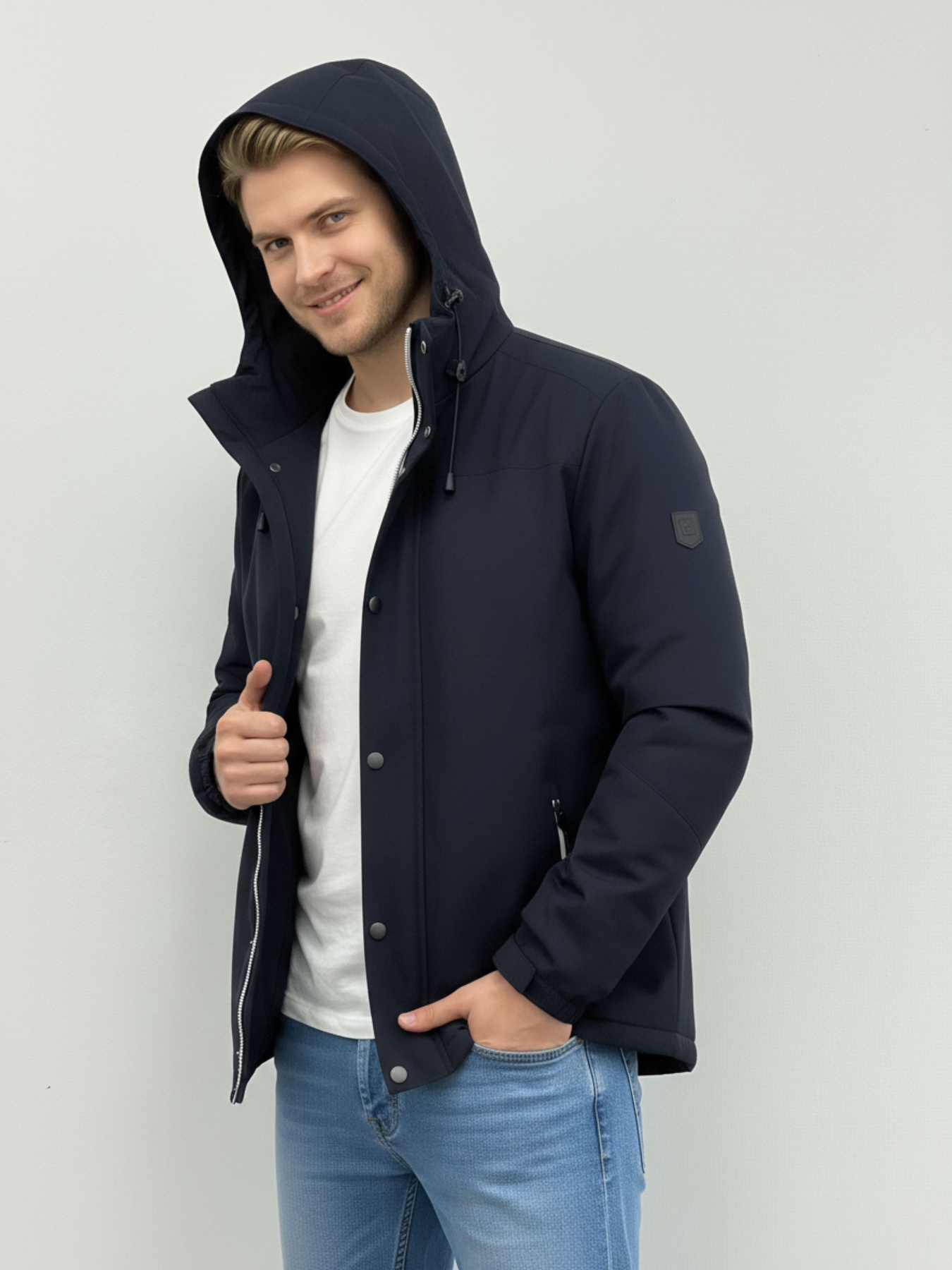 Вітровка темно-синя чоловіча з капюшоном SB-ZF-50058-dark-blue модель SB-ZF-50058-dark-blue Фото