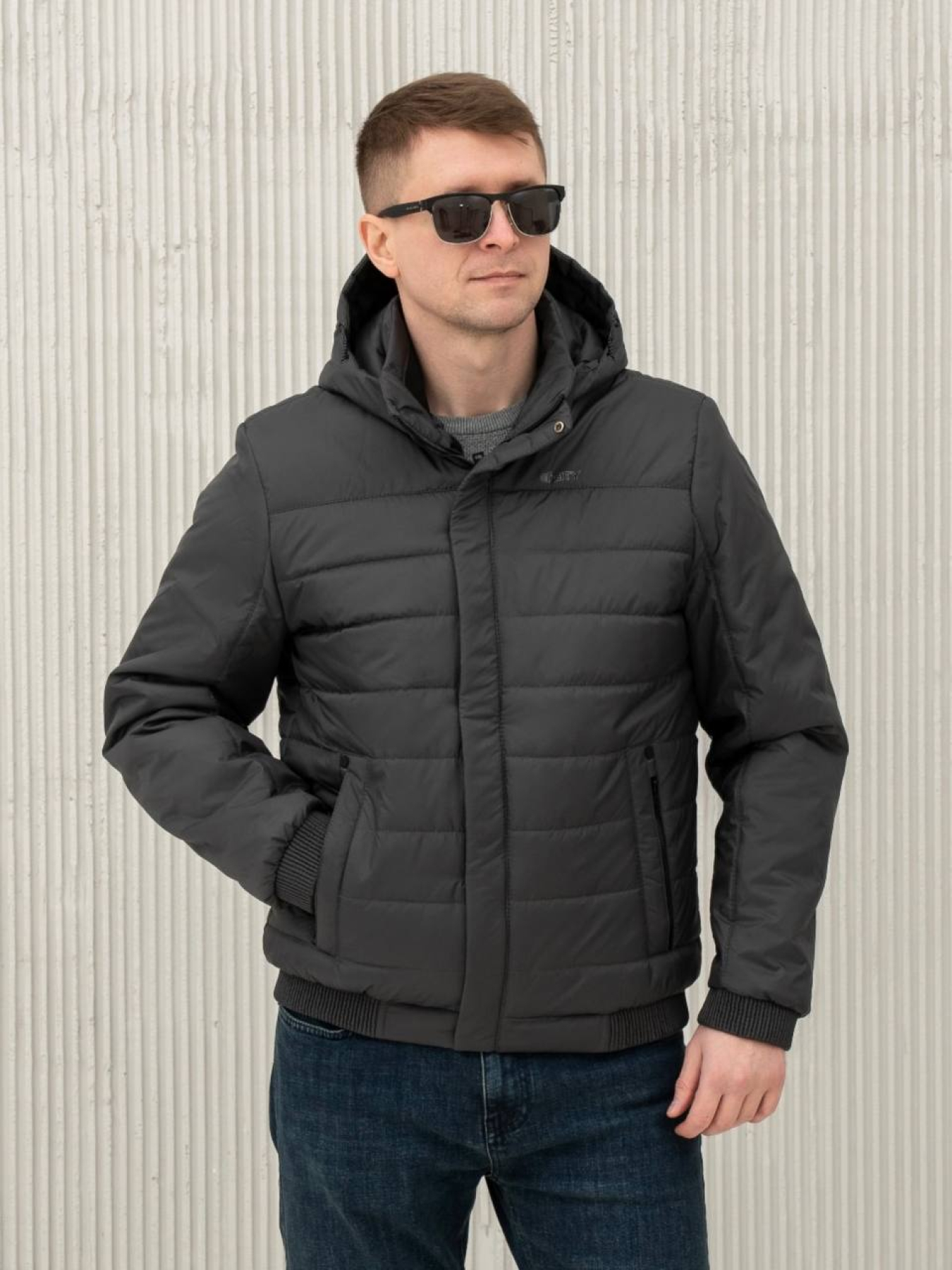 Демисезонная куртка City Fashion Classic модель 35-1-CKF-GR Фото