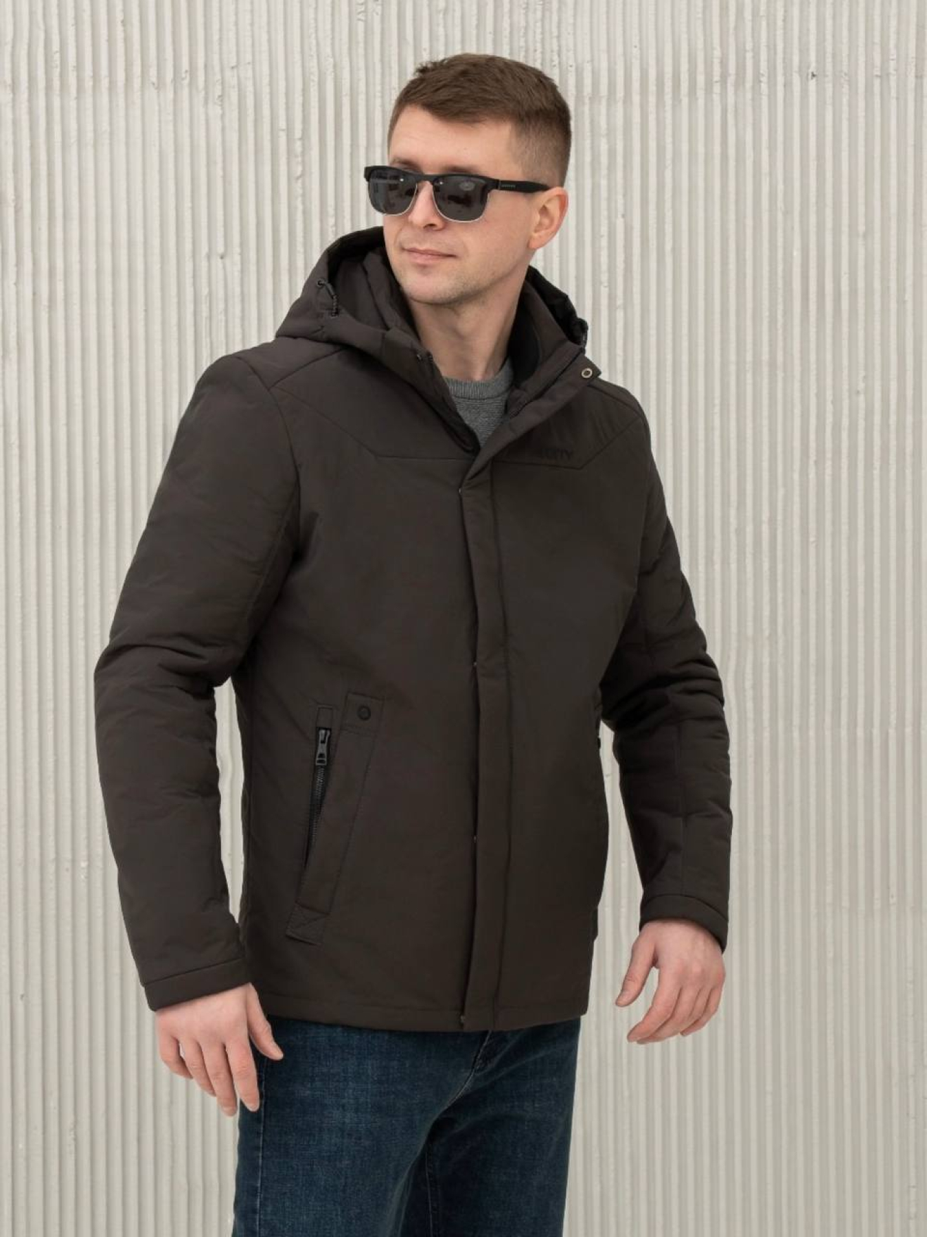 Демісезонна куртка City Fashion Classic модель 67-2-CKF-BROWN Фото