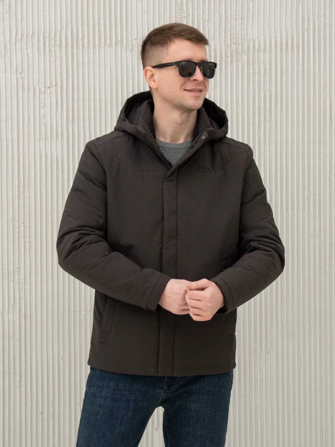 Демісезонна куртка City Fashion Classic модель 67-2-CKF-BROWN Фото