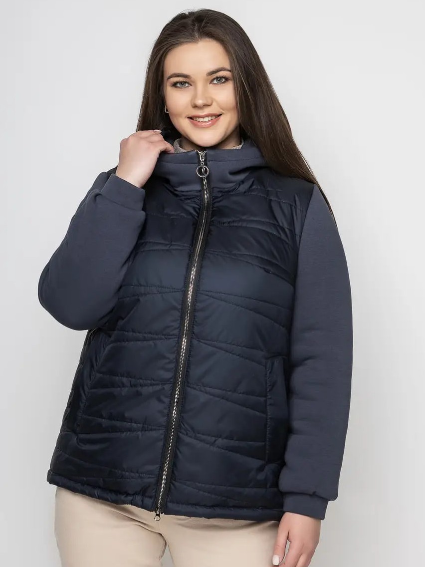 Жіноча Демісезонна куртка City Fashion Classic  (LR-132-BLU) колір синій, матеріал поліестер