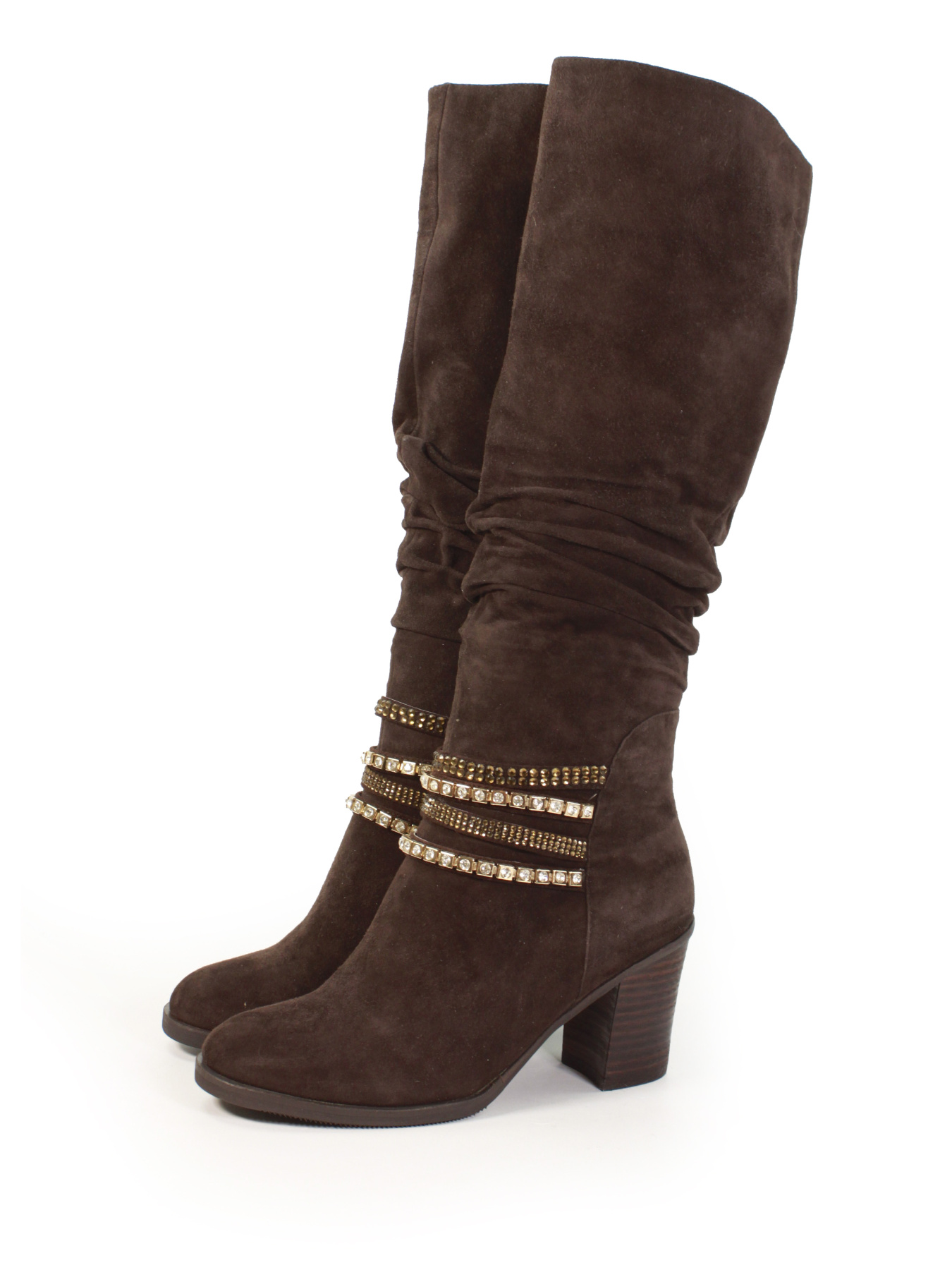 Женские замшевые сапоги в элегантном коричневом цвете модель ZS7194-05-0297-9MB-1320 Фото