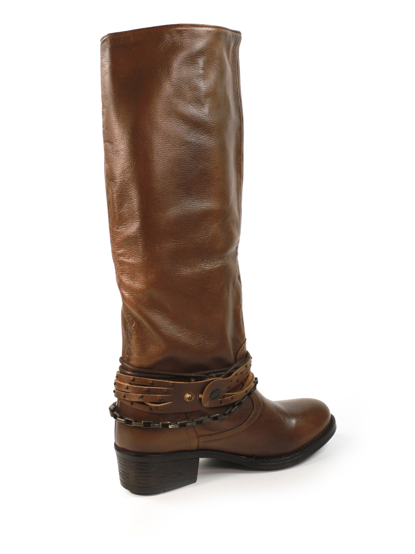 Жіночі шкіряні демісезонні чоботи в трендовому коричневому відтінку модель 15-606-267 Фото