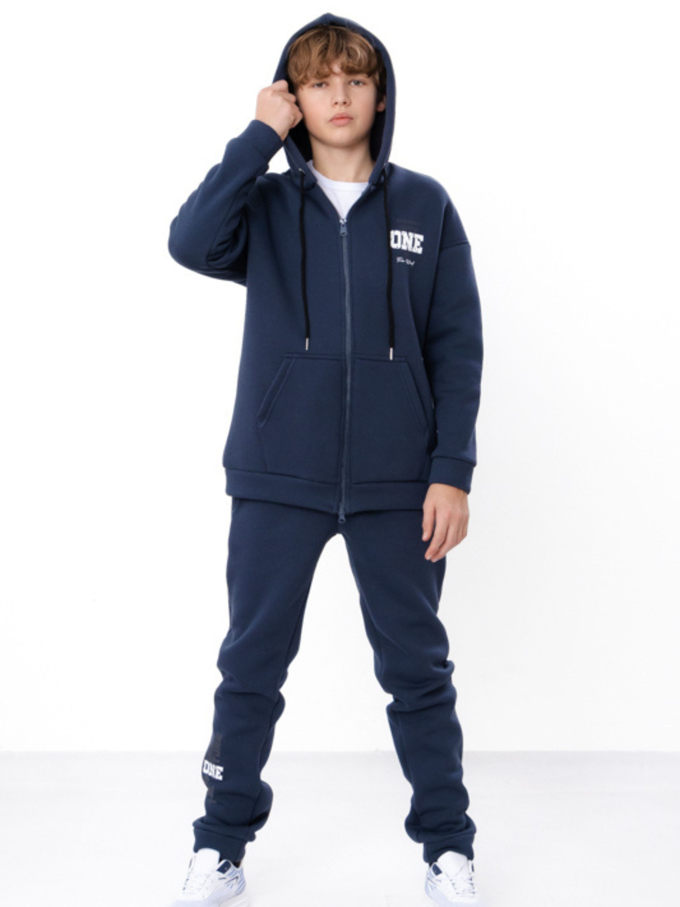 Теплий костюм для хлопчика з написом на zip-худі з капюшоном та штани, Темно-синій Носи Своє (6421-025-33) модель 6421-025-33-sinxo-chornij Фото