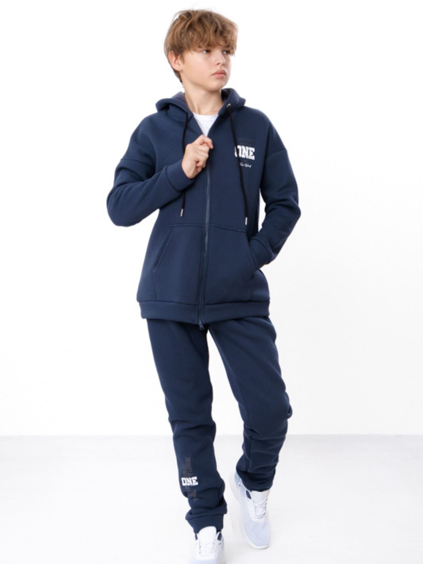 Теплий костюм для хлопчика з написом на zip-худі з капюшоном та штани, Темно-синій Носи Своє (6421-025-33) модель 6421-025-33-sinxo-chornij Фото