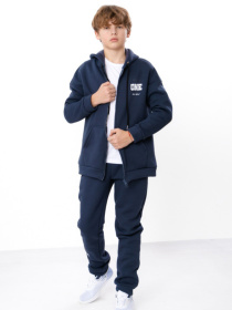 Теплий костюм для хлопчика з написом на zip-худі з капюшоном та штани, Темно-синій Носи Своє (6421-025-33) модель 6421-025-33-sinxo-chornij Фото