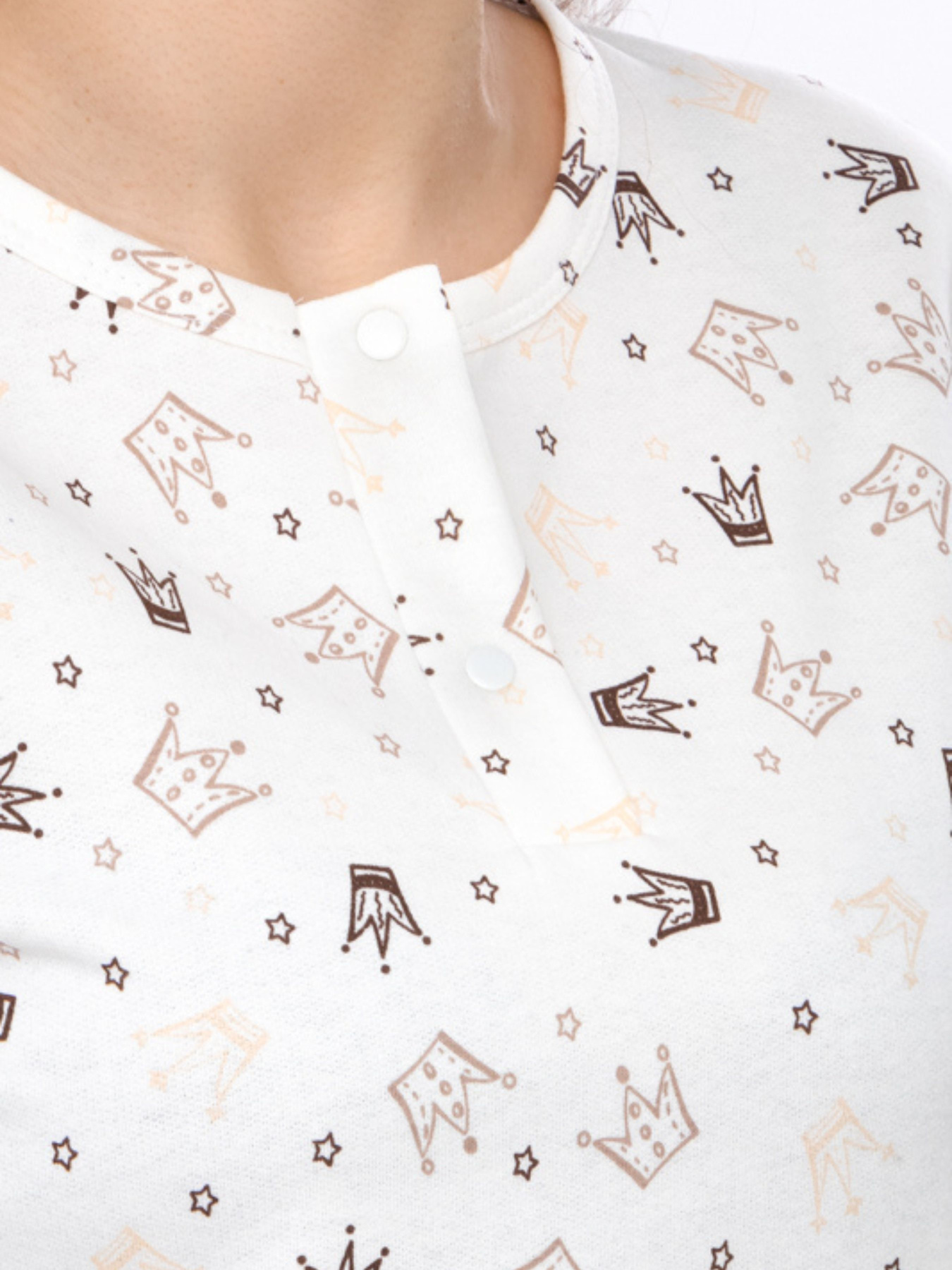 Жіноча утеплена піжама з принтом (кофта на 2 кнопках та штани), Айворі (слонова кістка) Носи Своє (8240-024-1) модель 8240-024-1-korona-molochnij Фото