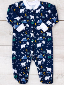 Утеплений ясельний комбінезон з новорічним принтом, Синій Носи Своє (5058-024) модель 5058-024-vedmediki Фото