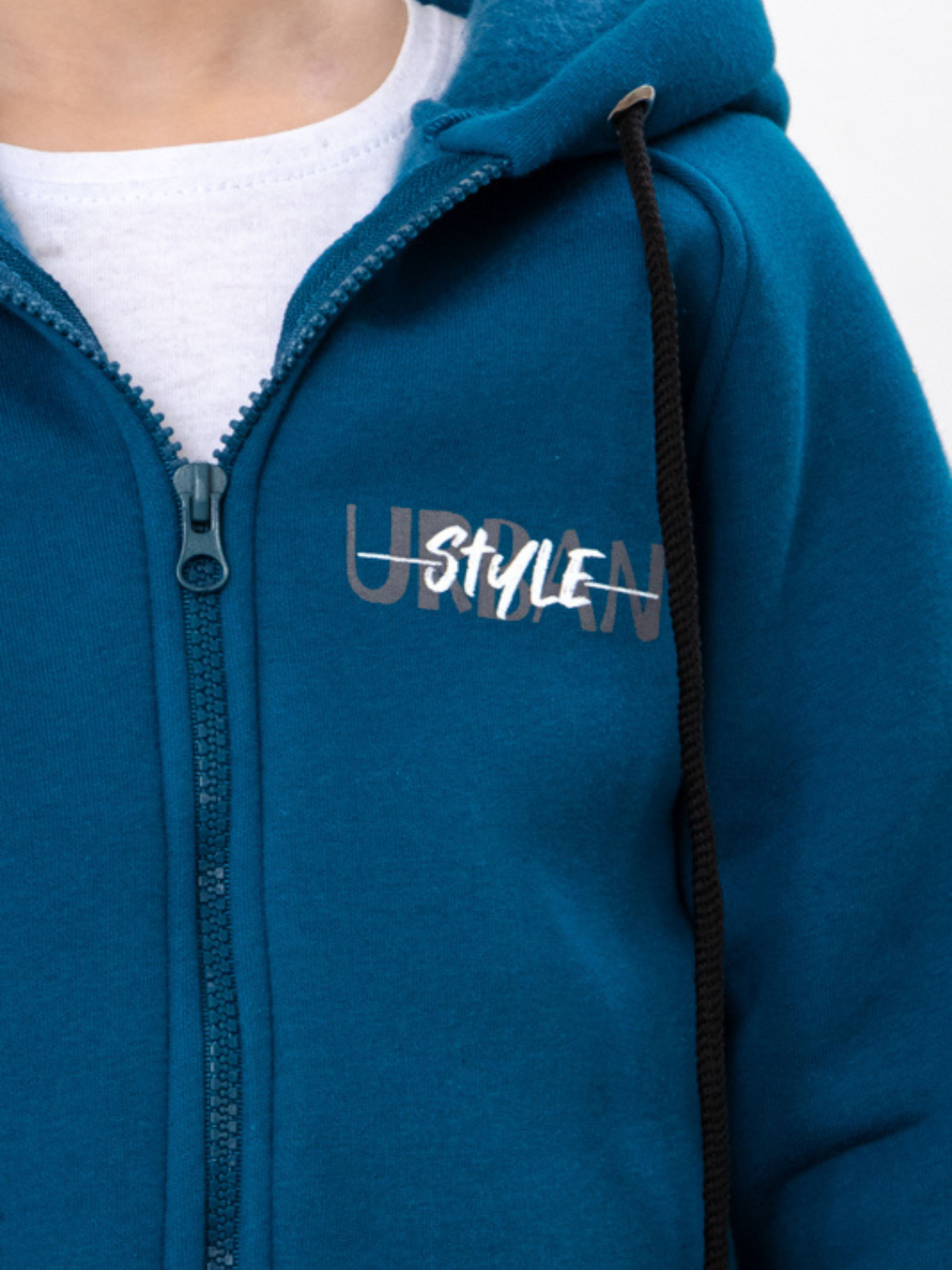 Теплий костюм для хлопчика з принтом zip-худі та штани на манжетах, Бірюзовий Носи Своє (6309-025-33-4) модель 6309-025-33-4-temna-bryuza Фото