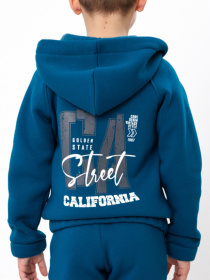 Теплий костюм для хлопчика з принтом zip-худі та штани на манжетах, Бірюзовий Носи Своє (6309-025-33-4) модель 6309-025-33-4-temna-bryuza Фото