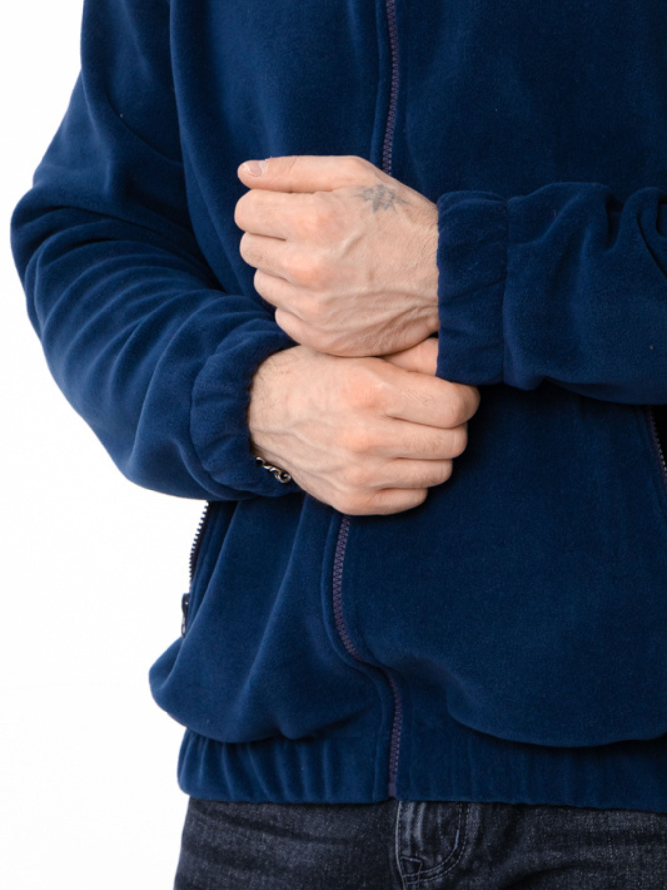 Флісова кофта для чоловіків на блискавці з коміром-стійкою та кишенями, Синій Носи Своє (8310-027) модель 8310-027-sinj Фото