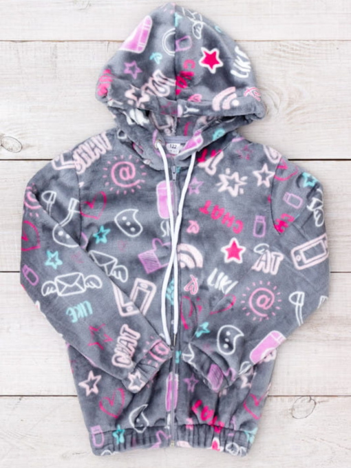 Махрова толстовка для дівчинки прямого крою на блискавці, Сірий Носи Своє (6071-035-5) модель 6071-035-5-like-na-sromu Фото