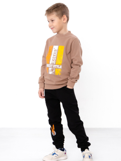 Утеплений костюм для хлопчика Street Style світшот з принтом та штани, Капучино Носи Своє (6063-023-33-4) модель 6063-023-33-4-kava-street-style Фото