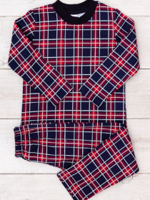 Тепла піжама для хлопчика (кофта та штани) на манжетах з принтом, Винний Носи Своє (6076-024-4) модель 6076-024-4-kltinka-chervonij-chornilxno-sinj Тепла піжама для хлопчика (кофта та штани) на манжетах з принтом, Винний Носи Своє (6076-024-4) модель 6076-024-4-kltinka-chervonij-chornilxno-sinj Фото