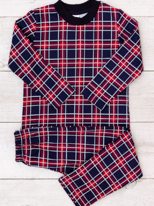 Тепла піжама для хлопчика (кофта та штани) на манжетах з принтом, Винний Носи Своє (6076-024-4) модель 6076-024-4-kltinka-chervonij-chornilxno-sinj Тепла піжама для хлопчика (кофта та штани) на манжетах з принтом, Винний Носи Своє (6076-024-4) модель 6076-024-4-kltinka-chervonij-chornilxno-sinj Фото