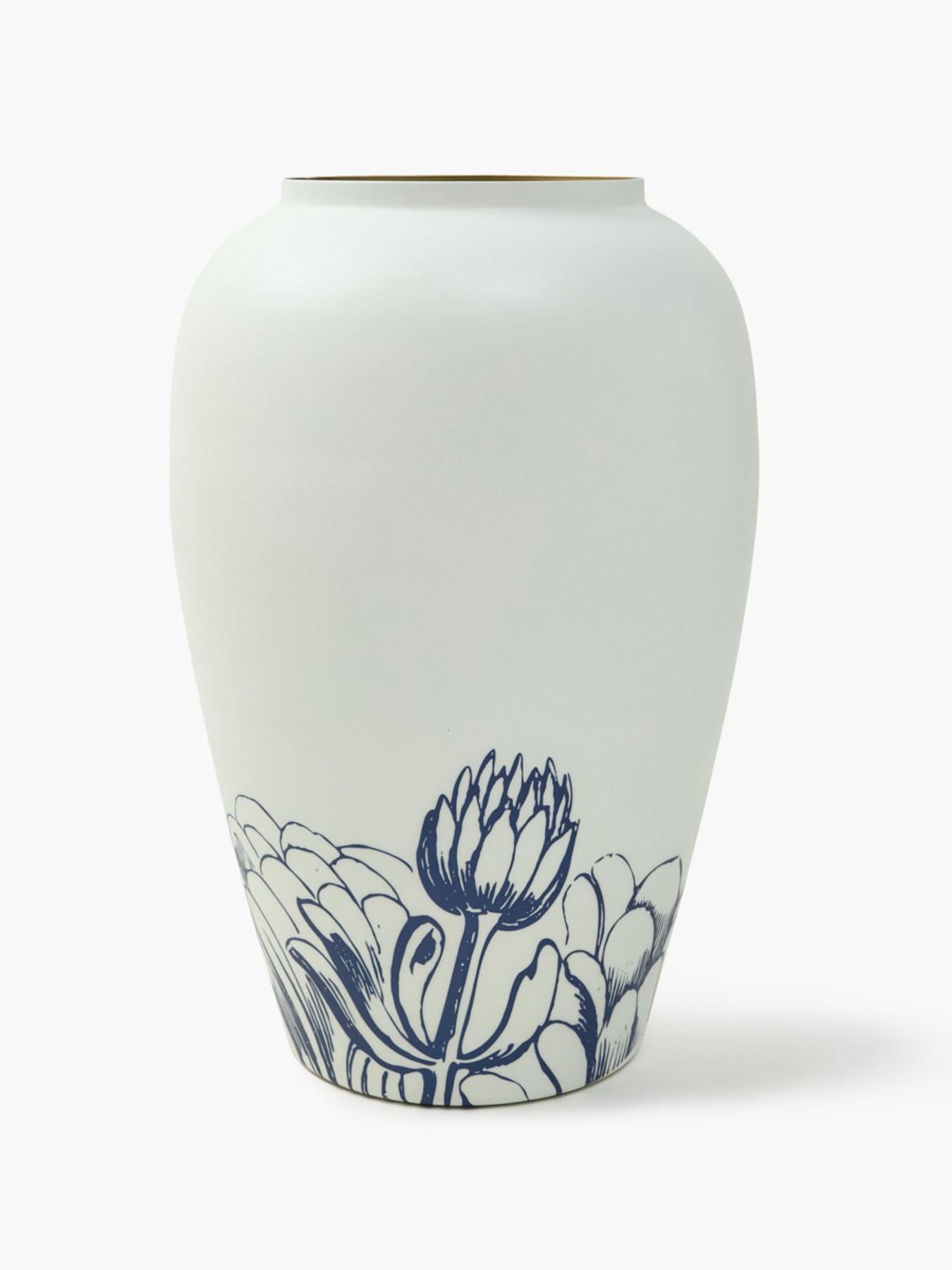 Ваза "Элизиум" железная бело-золотистая с принтом MBM HOME модель VB-01 PRINT/GOLD Фото