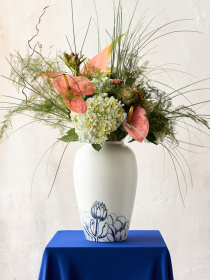 Ваза "Элизиум" железная бело-золотистая с принтом MBM HOME модель VB-01 PRINT/GOLD Фото