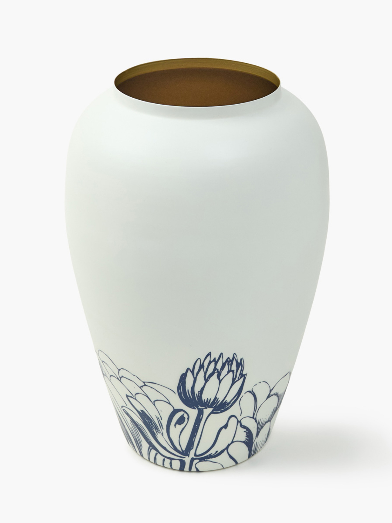 Ваза "Елізіум" залізна біло-золотиста з принтом MBM HOME модель VB-01 PRINT/GOLD Фото