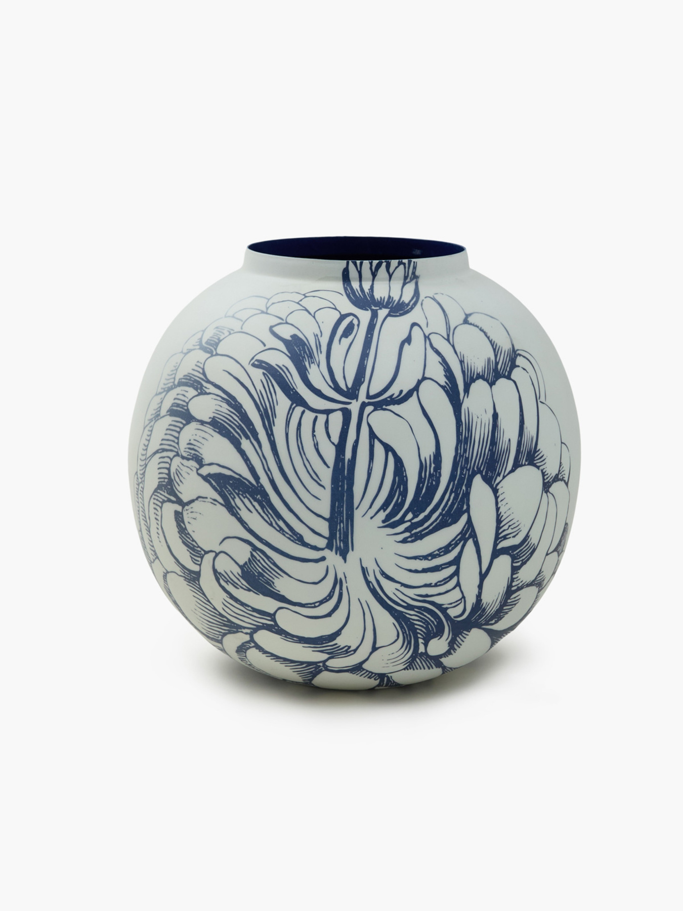 Ваза "Элизиум" железная бело-синяя с принтом MBM HOME модель VB-02 PRINT/DEEP BLUE Фото