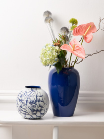 Ваза "Элизиум" железная бело-синяя с принтом MBM HOME модель VB-02 PRINT/DEEP BLUE Фото