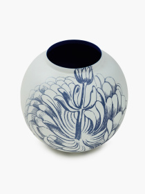 Ваза "Элизиум" железная бело-синяя с принтом MBM HOME модель VB-02 PRINT/DEEP BLUE Фото