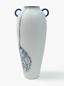 Ваза "Элизиум" железная бело-синяя с принтом модель VB-03 PRINT/DEEP BLUE Фото