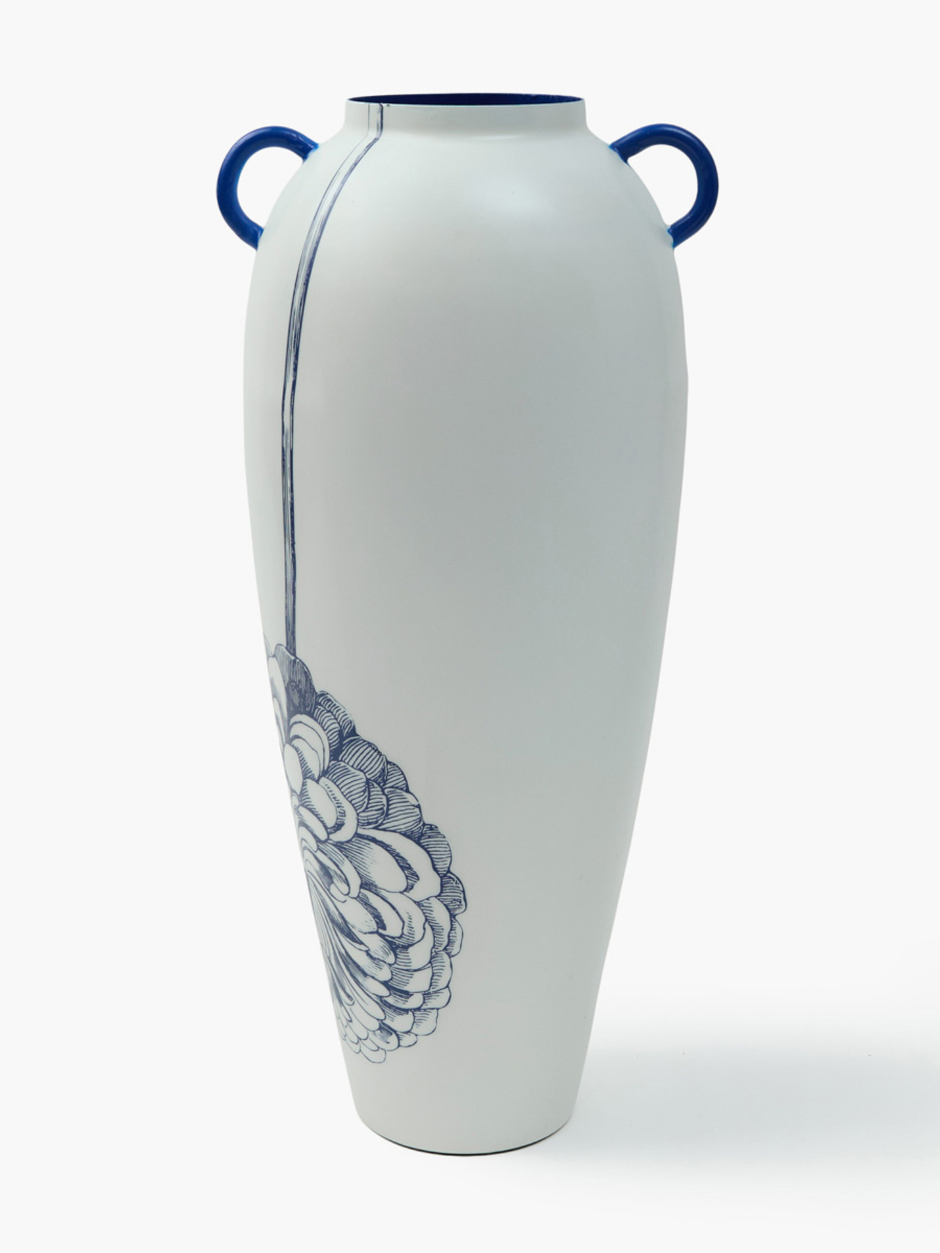 Ваза "Елізіум" залізна біло-синя з принтом MBM HOME модель VB-03 PRINT/DEEP BLUE Фото